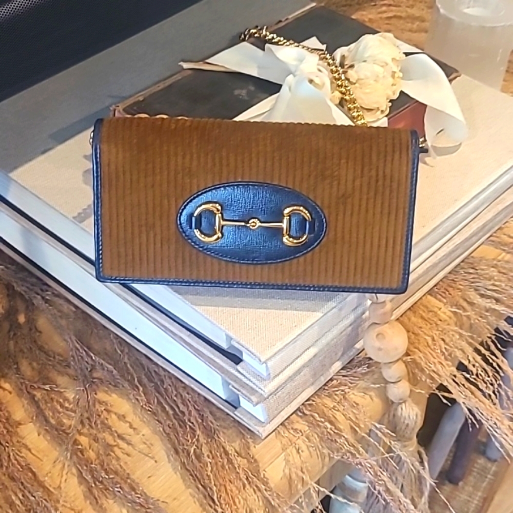GUCCI HORSEBIT 1955 WALLET WITH CHAIN - BROWN